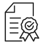 Ic&ocirc;ne de document avec badge de certification.